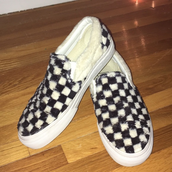 furry checkered vans